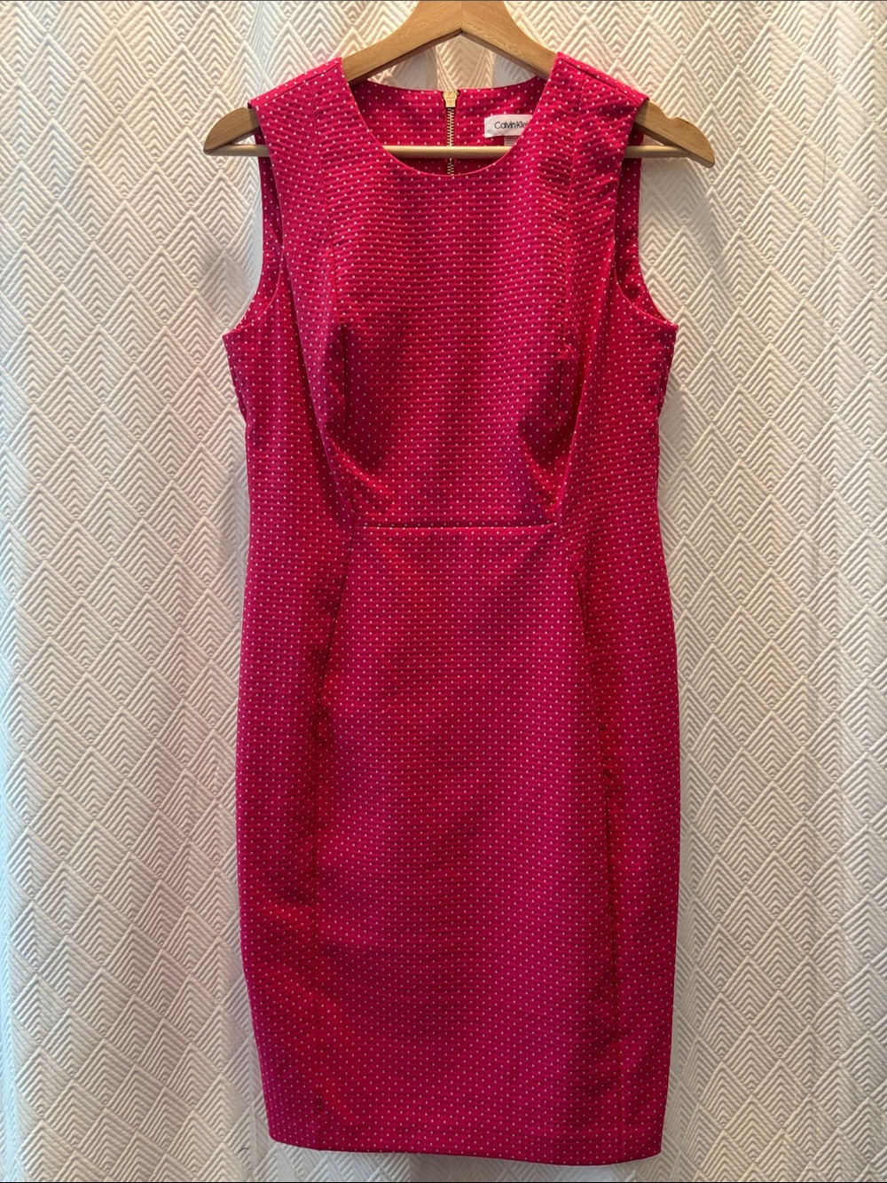 CALVIN KLEIN Hot Pink Polka Dot Dress size 8P